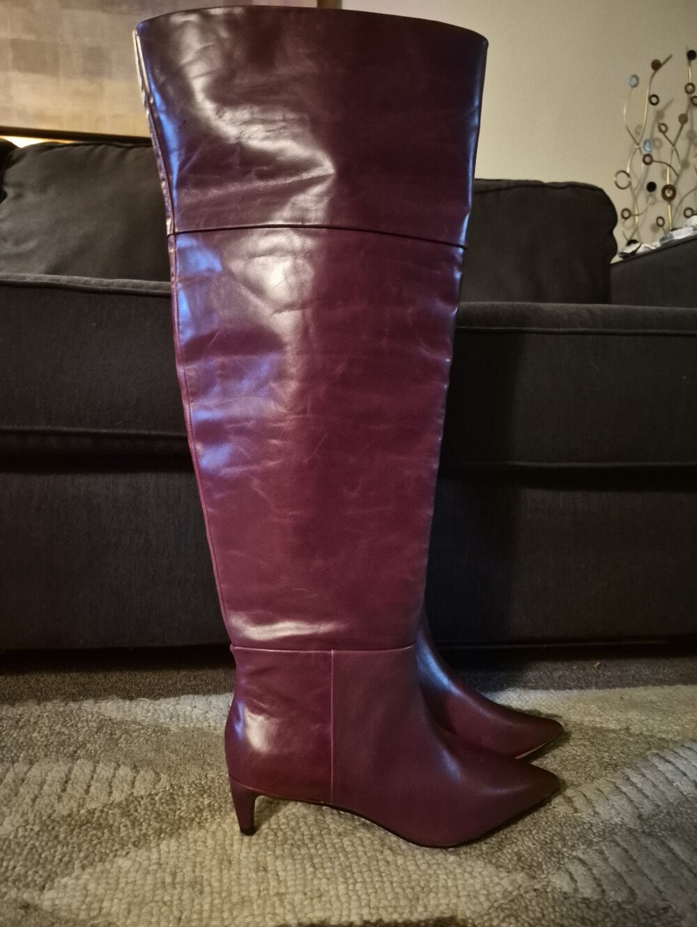New Unboxed Vince Camuto Knee-High Genuine Leather Thigh High Boot in Chianti 7W